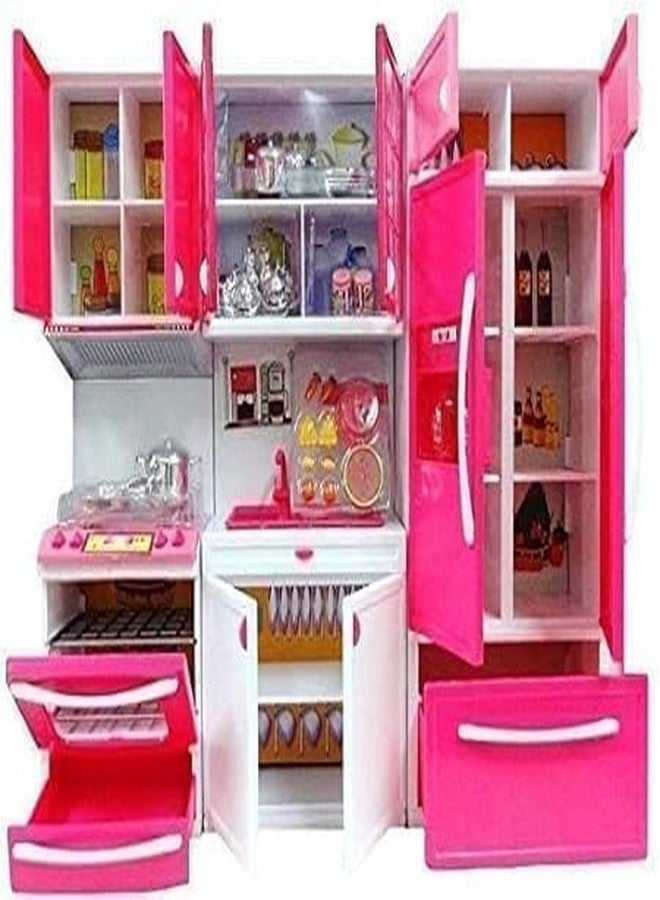 Junona 3 Door Dream House Kitchen Play Set Toy with Realistic Cooking Action - Large Size Pretend Play Toy Set, Light & Sound Modular Kitchen with Openable Doors (Multicolour) - Image 5
